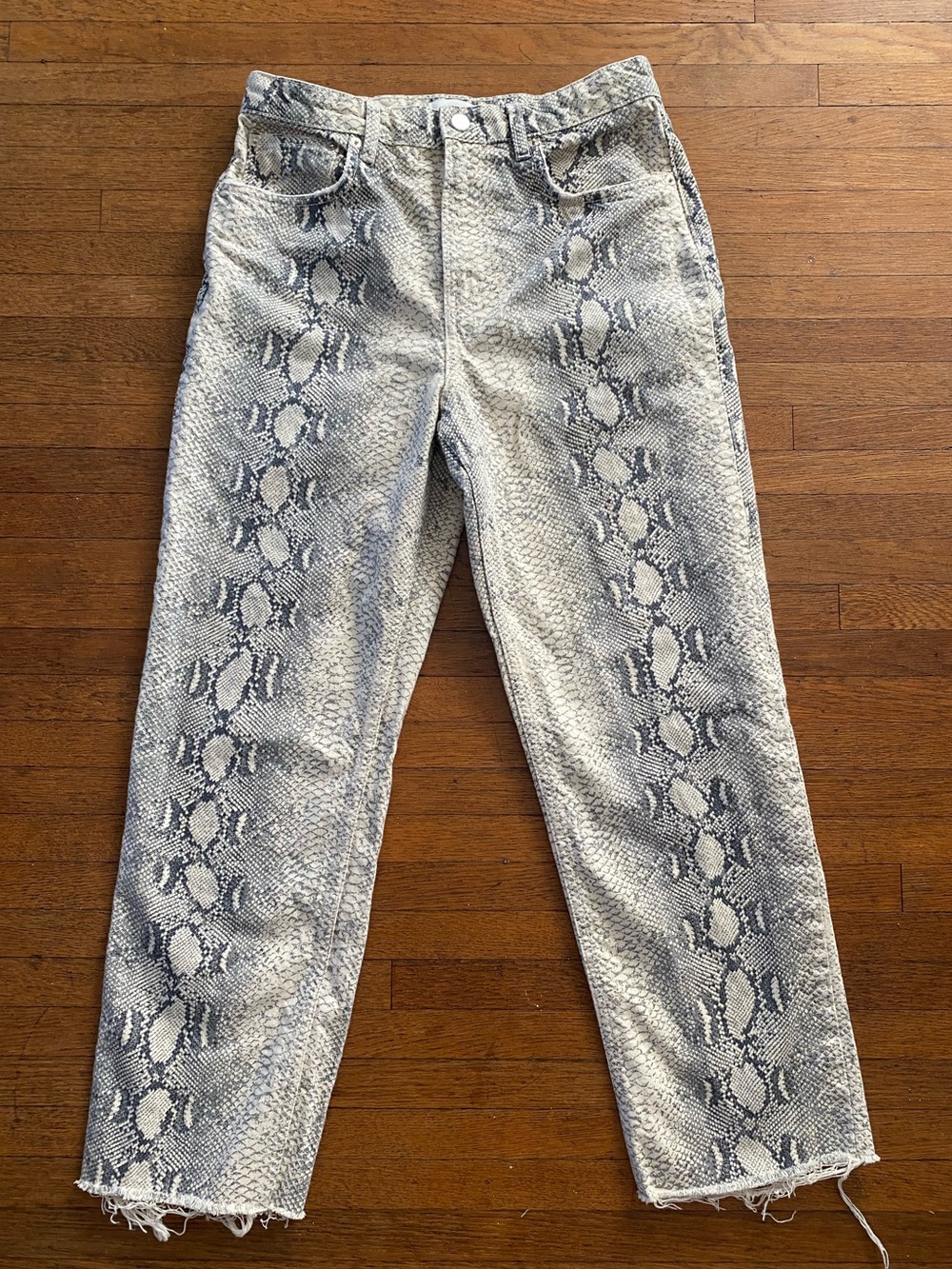 Zara Snake Print Straight Leg Jean
